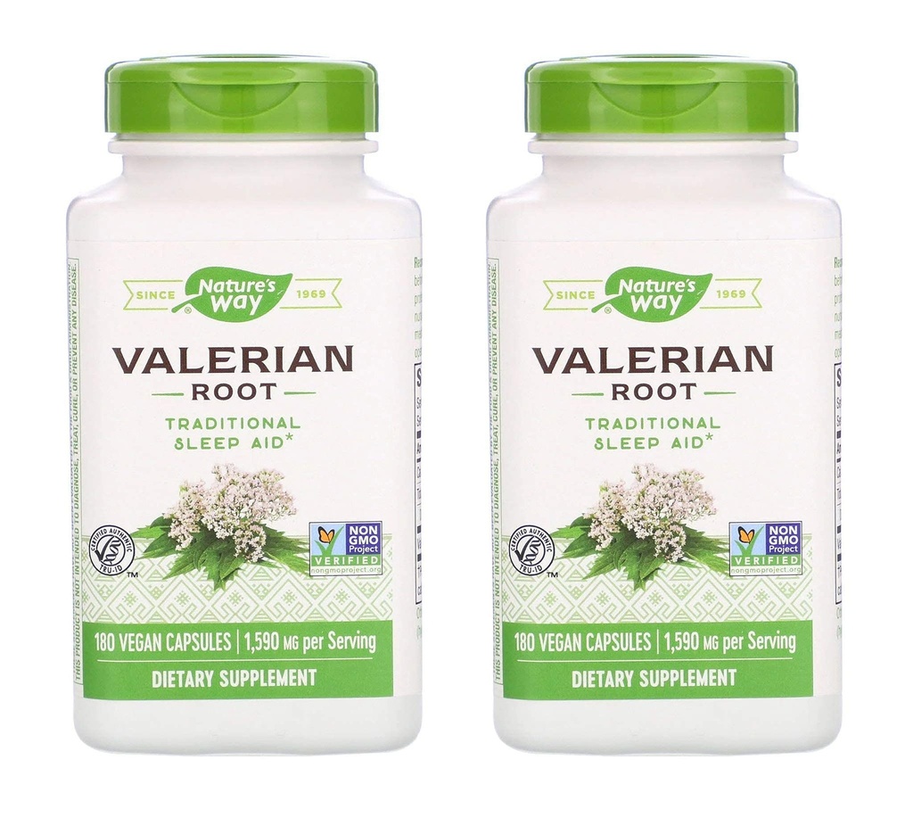 Nature's Way Valerian Juur 1590 milligrammi Traditsiooniline uneabi toidulisandina (180 vegankapslit) Pakk 2