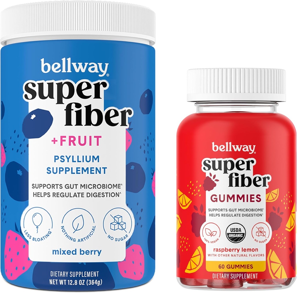 Bellway Super Fiber Powder + Puuviljad, segatud Berry Super Fiber Gummies