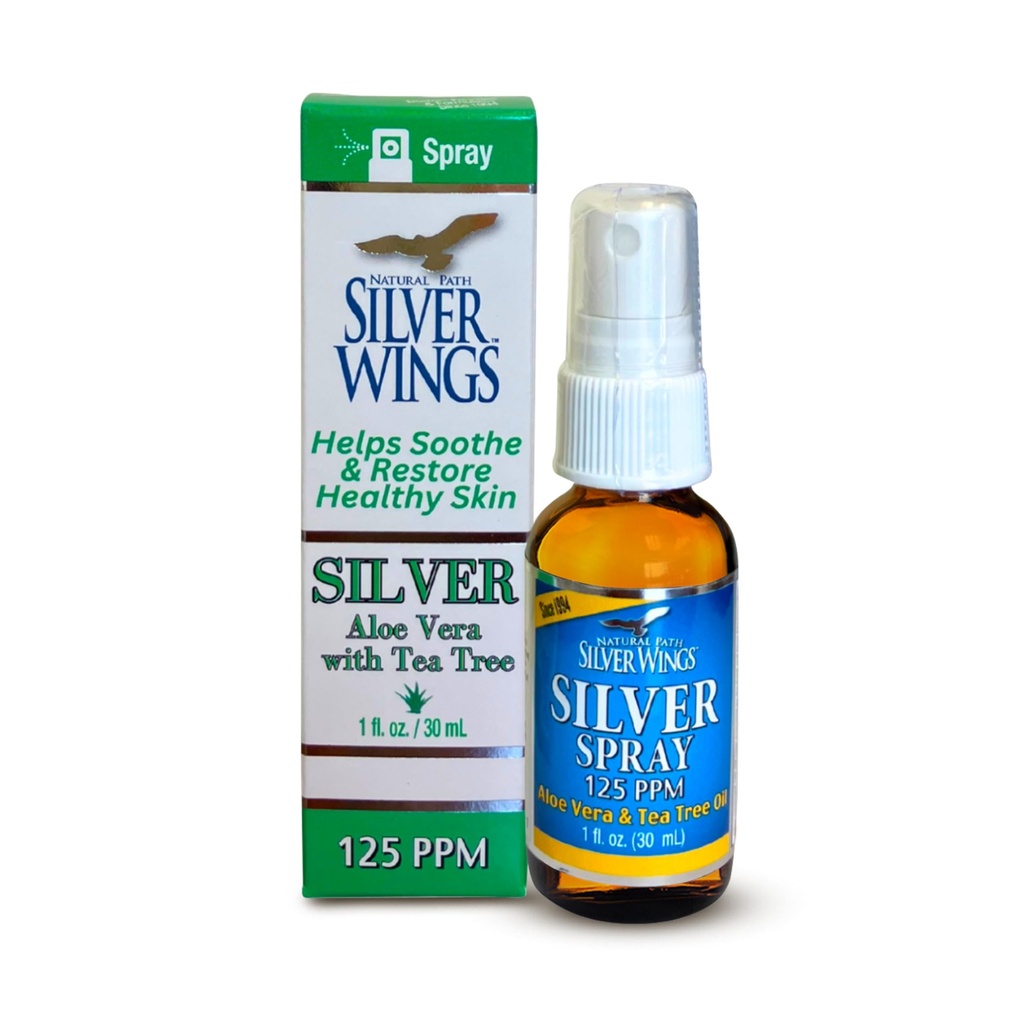 Natural Path Silver Wings - Silver Spray koos Aloe Vera ja teepuuõliga - 125ppm - 1oz