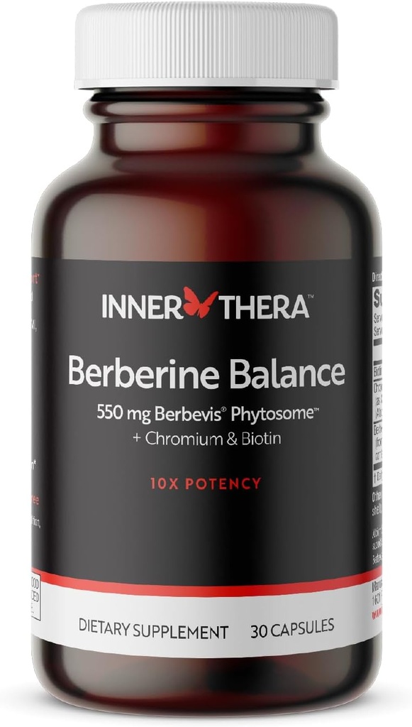 Berberiin , 550 mg patenteeritud Berbevis Berberine Phytosome Plus Biotin and Chromium , Enhanced Absorption , Gluteenivaba , Vegan , 30 Veggie Caps