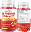 Berberine Gummies, Suhkruvaba 2000mg kõrge potentsi Berberine HCI täiendus, pluss Ceylon Cinnamon, piimaohakas naistele ja meestele, immuunsüsteemi ja ainevahetuse tugi - 60 kummikuid