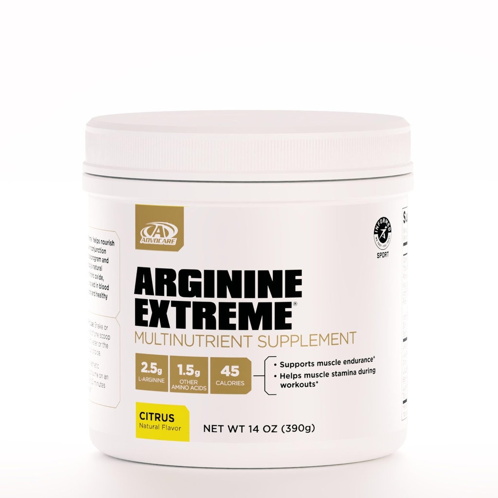 AdvoCare Arginiin Extreme Multinutrient Supplement - Pre-Workout Aminohapped Supplement - Toetab Stamina & Kestvus * - Sisaldab Vitamiin B-12, L-Arginiin & More - tsitrusviljad, 14 oz
