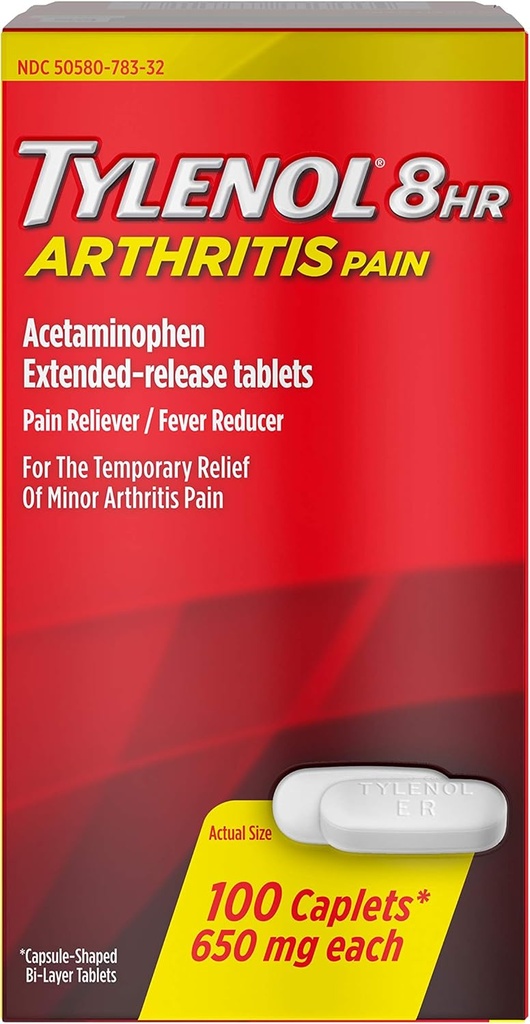Tylenol 8 HR Artriit Valukapslid , 650 mg - 100 ct , 4 pakendis