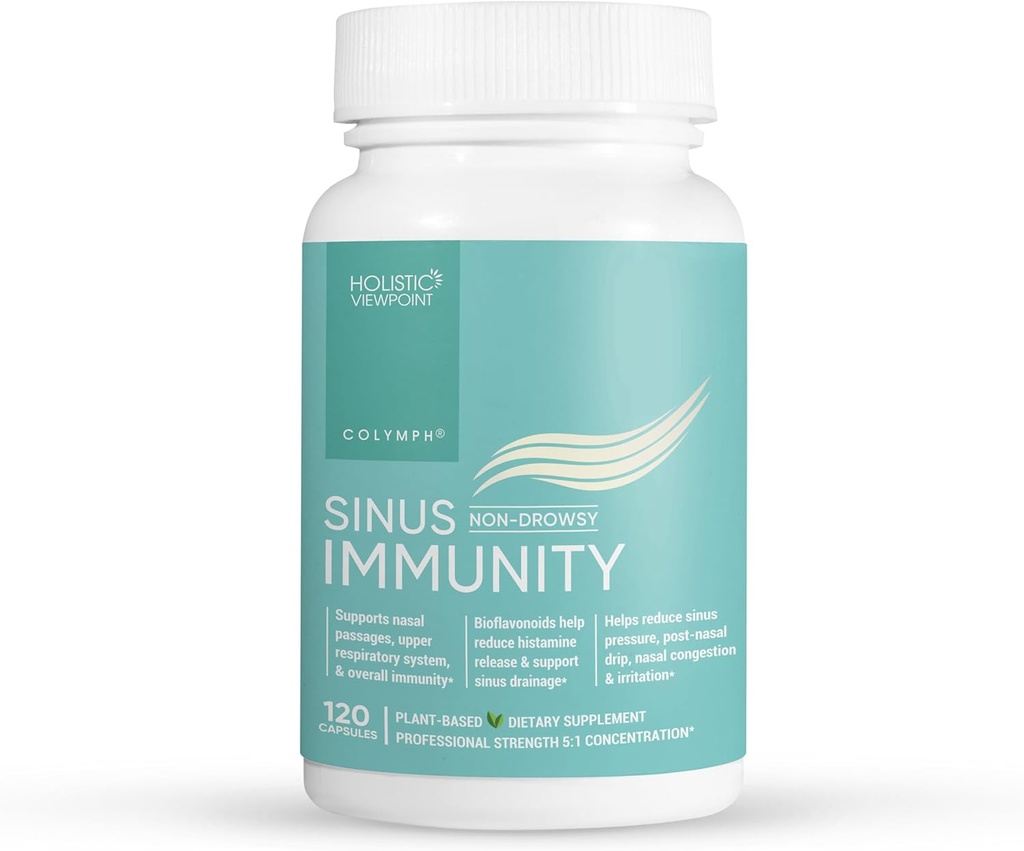 CoLymph® Sinus Immunity: Taimne täiendus kvertsetiin, bromelain, berberiin, nõges, looduslik tugi siinus ummistus, rõhk ja ärritus, hooajaline nina ja immuunsüsteemi hooldus, 120 Vegan kapslit