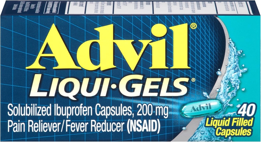 Advil Liqui-Gels Valu leevendaja ja palaviku vähendaja, valuvaigistid täiskasvanutele ibuprofeeniga 200mg peavalu, seljavalu, menstruaalvalu ja liigesevalu leevendamiseks - 40 vedelat täidetud kapslit