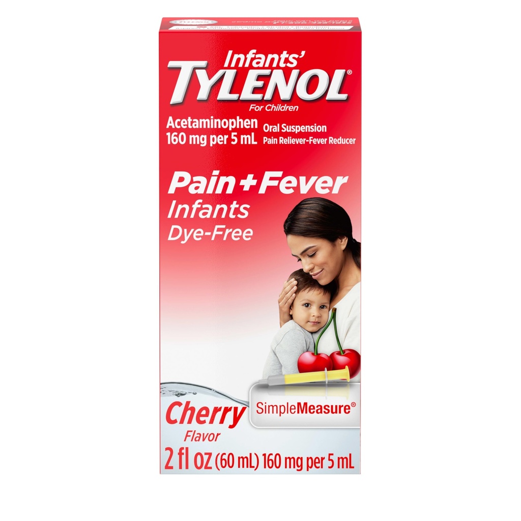 Imikute Tylenol Vedel valu leevendamine ja palavik Meditsiin , suukaudne suspensioon , nahavaba atsetaminofeen valuliku kurgu, peavalu ja hingamiste jaoks , palaviku vähendaja lastele ; Kirsimaitse , 2 fl. oz . ; 1 pakend