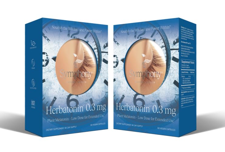Herbatonin® 0,3 mg - esimene taimepõhine looduslik melatoniini lisand (füto-melatoniin) - väikese annusega uneabi, toetab tsirkadiaanset rütmi ja rakulist tervist - 180 kapslit (180 päeva pakkumine)