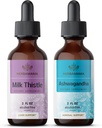 HERBAMAMA taimse vedeliku tilgad Kit - piimaohaka ekstrakti ja Ashwagandha juure tinktuur 2 fl oz - Vegan, GMO-vaba, suhkur ja alkoholivaba - 2 Pack