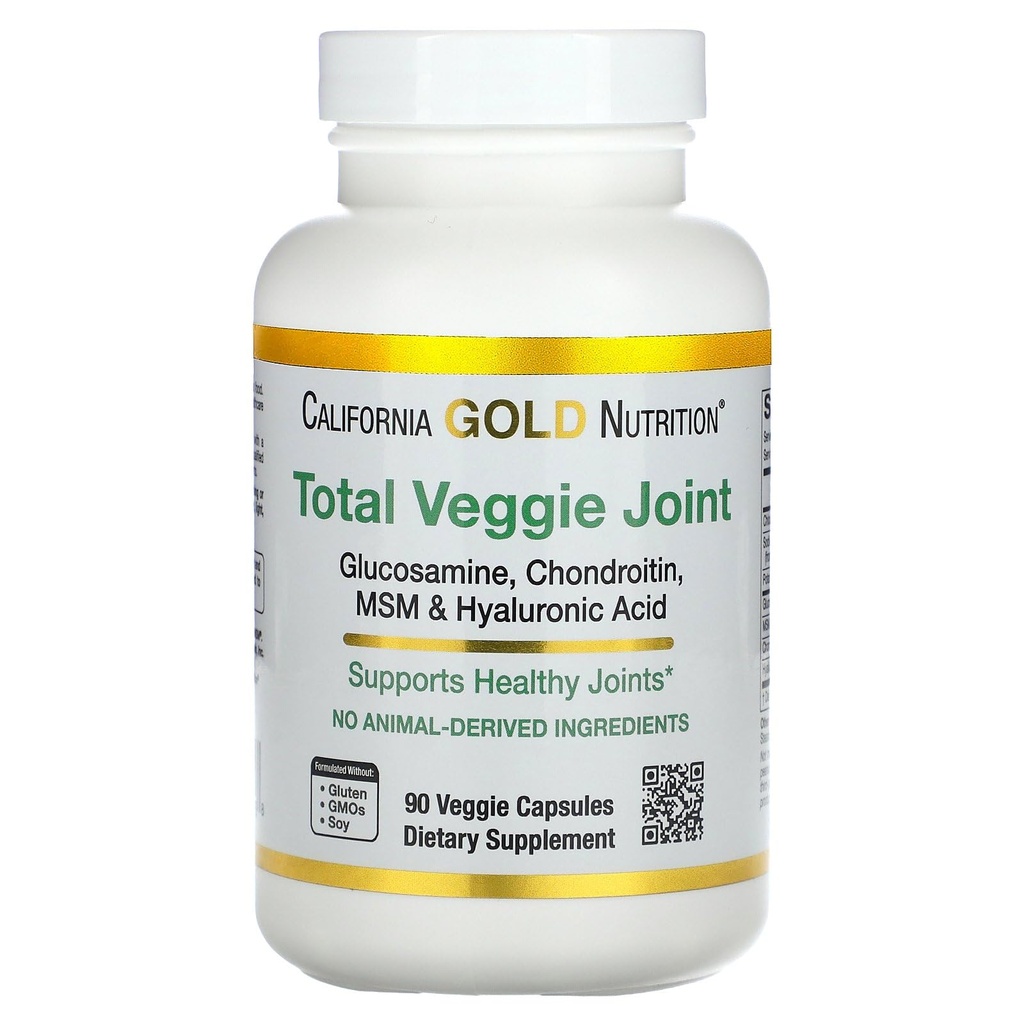 California Gold Nutrition Taimetoitlus Glükoosamiin, Kondroitiin, hüaluroonhape, MSM, kokku Veggie liigese ja luude tugivalem, Non GMO, No Soy, Gluteenivaba, 90 Veggie kapslit