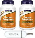 NOW Foods Supplements, Super Enzymes | Formuleeritud Bromelain, Ox Bile, Pankreatin ja Papain, Super Ensüümid | 90 kapslit - Pakend 2 pillide Organisaatoriga