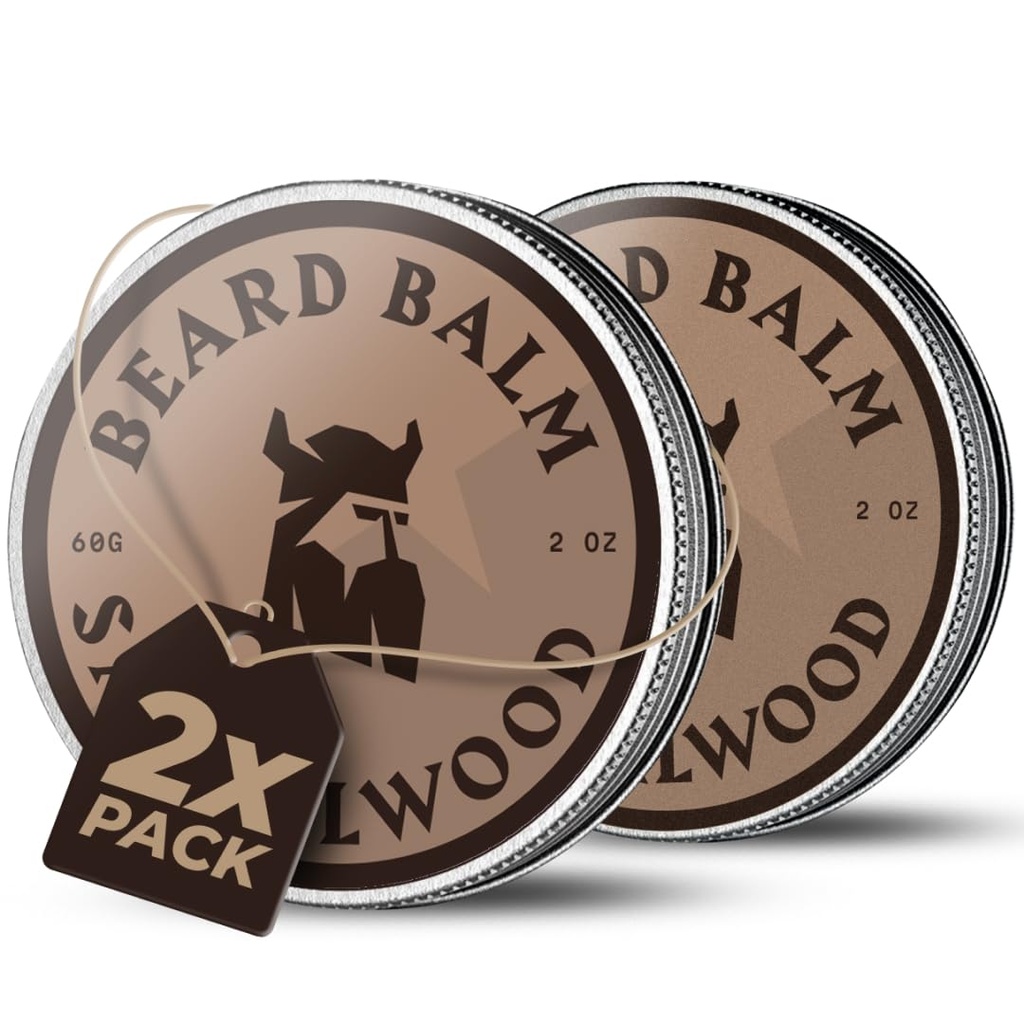 Striking Viking Beard Balm meestele - Leave in Beard Conditioner - Styling Balm valmistatud looduslikult saadud habemevõi, Argan & Jojoba Oils (4 Ounce (Pack of 2), Sandalwood