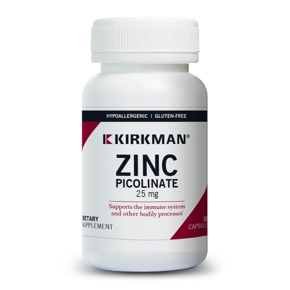 Kirkman – tsinkpikolinaat 25 mg – allergia – 150 taimetoitlast kapslit – gluteenivaba – kaseiinivaba – mineraalid