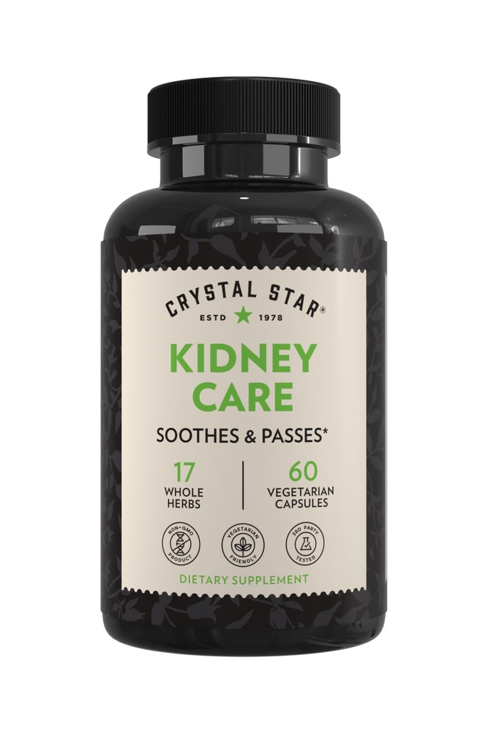 Crystal Star Kidney Care (60 kapslit) - Taimne täiendus neerude puhastamiseks, Detox & Support - Kivi juur, Gravel Juur & Hydrangea Juur - Non-GMO