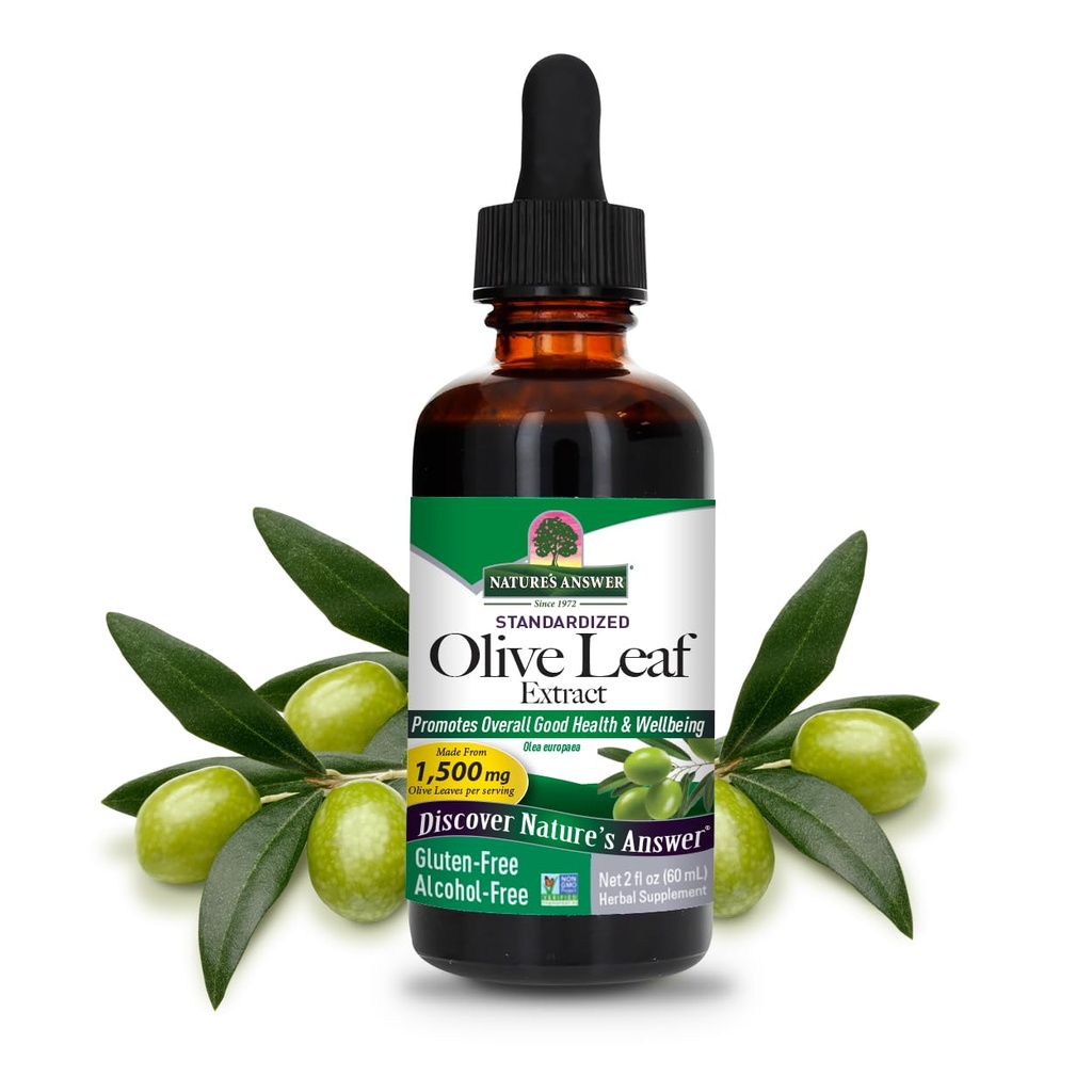 Nature's Answer Olive Leaf Extract, Alkoholivaba, Non-GMO, Vegan, Gluteenivaba, Made in USA, 2 Ounce | Olive Leaf Extract for Wellness