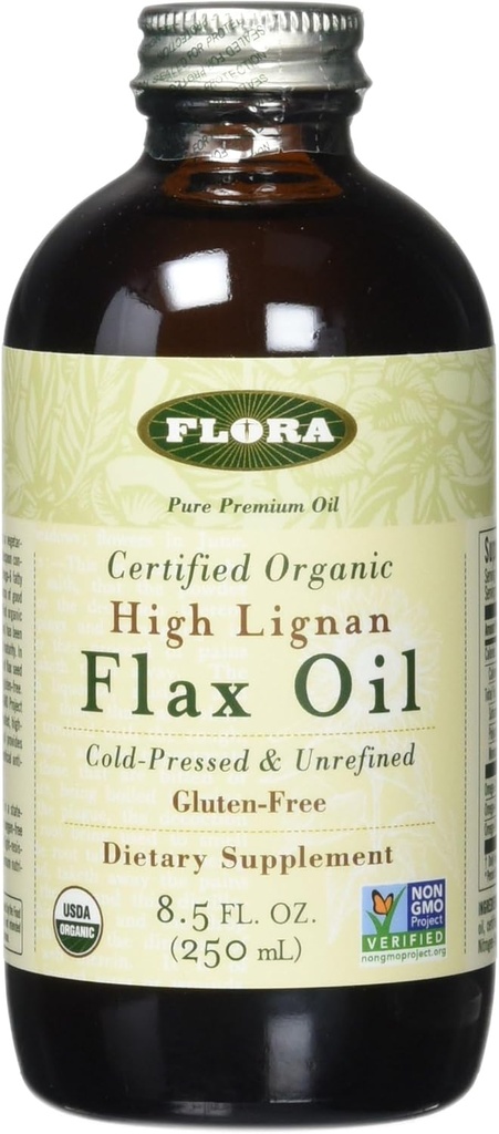 Flora Organic Flax High Lignan Oil 17 oz - külmpressitud ja rafineerimata - Non GMO & Gluteenivaba