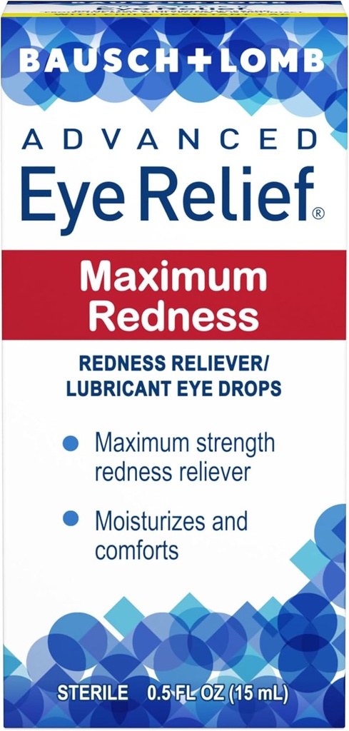 Bausch & Lomb Advanced Eye Relief Maksimaalne punetus Määrdeaine silmatilgad 0, 5 Fl Oz (15 ml) - Pakend 5
