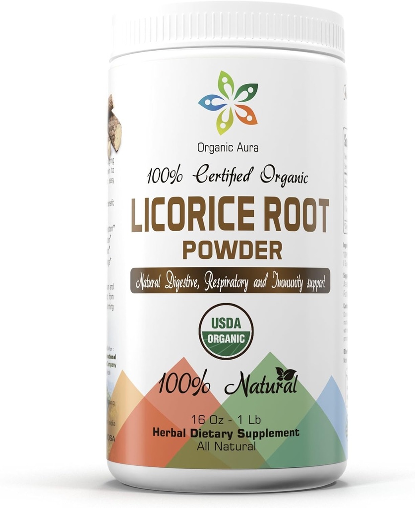 Orgaaniline Aura lagritsa juurepulber 16Oz -1Lb. Looduslik seede- ja immuuntoetus. Parandab üldist tervist. 100% looduslik ja toores supertoit. Ei GMO. Gluteenivaba.