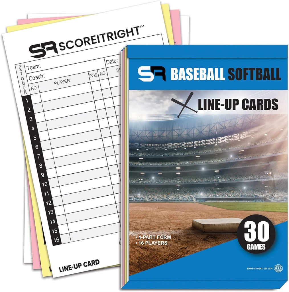 Pesapalli/Softballi rivistuskaardid – 16 mängija raamatu vormindus Rivistuskaardid 30 mängu jaoks – Flipbook Carbon Copy 4 osavorm – aja kokkuhoid ja praktilised pesapallitreeningu aksessuaarid