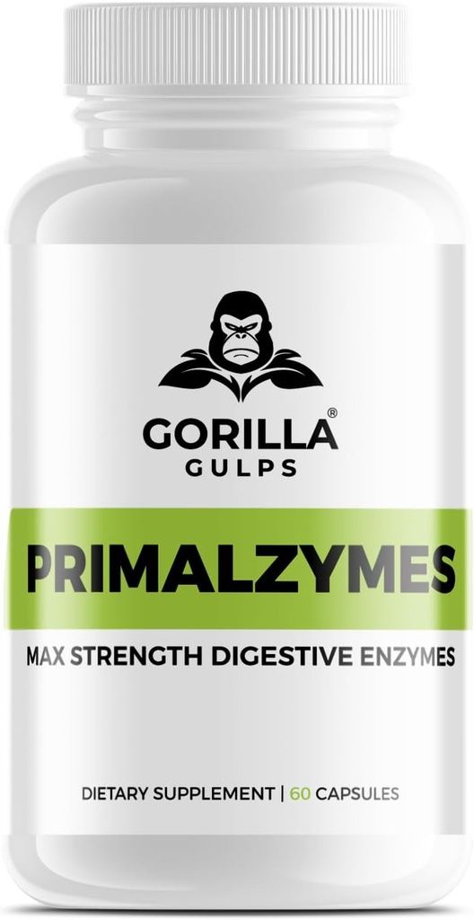 Gorilla Gulps - Primalzymes - Max Strength Seedeensüümid, 60 Veggie kapslit