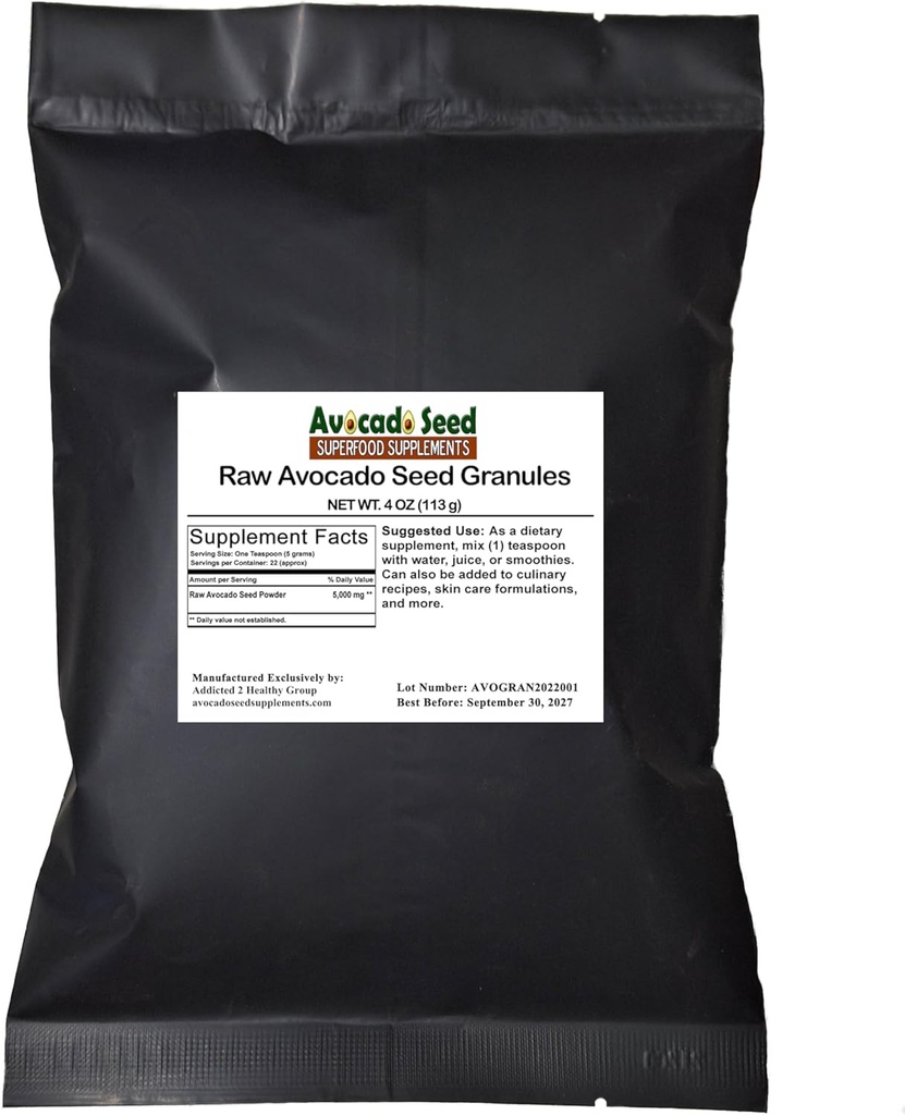 Toores Avokaado Seemnegraanulid 4 Ounces - Antioksüdandid, kiudaine, kolesterool, südame tervis, nahahooldus-tehtud USA-Original Tootja