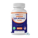 Vitamatic Melatonin 10 mg Fast Dissolve Tabletid – Kiiresti lahustuv unetoetus täiskasvanutele – Taimetoitlane, mitte-GMO ja gluteenivaba – looduslik marjamaitse – 365 tabletti