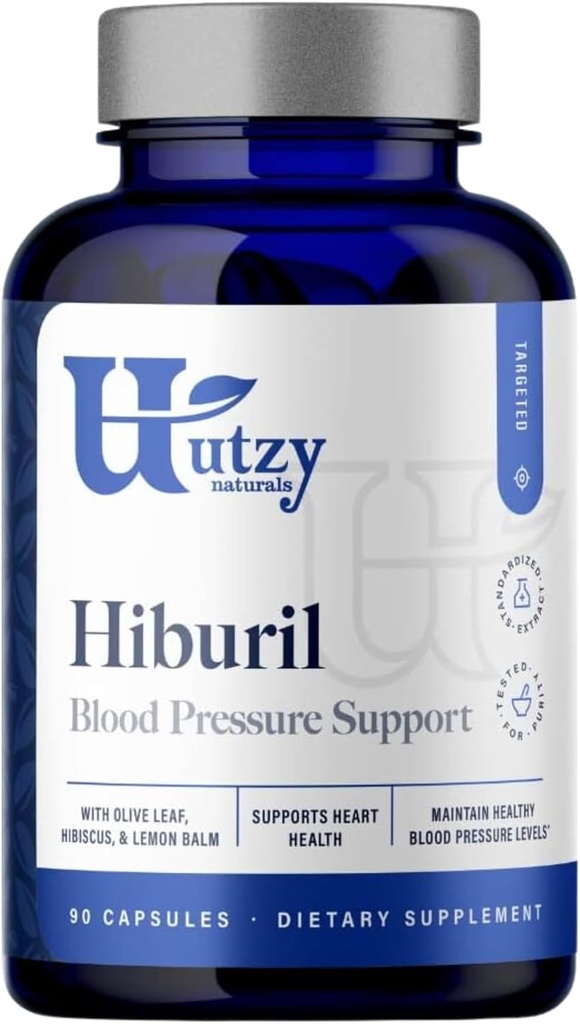 Utzy Naturals Hiburil | Vererõhu toetusvalem | koos Olive Leaf Extract, Hibiscus Extract, & Lemon Balm Extract | 90 kapslit