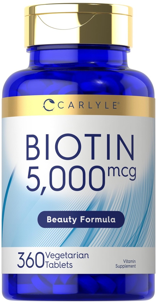 Carlyle Biotin 5000mcg | 360 taimset tabletti | Ilu vormelilisand | Mitte- GMO, Gluteenivaba