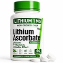 Liitiumaskorbaat 1mg – ohutu alternatiiv liitiumorotaadile – mikrodoosi liitiumlisand meeleolu, fookuse ja rahu jaoks – C-vitamiini tugi – 60 tabletti – valmistatud USAs