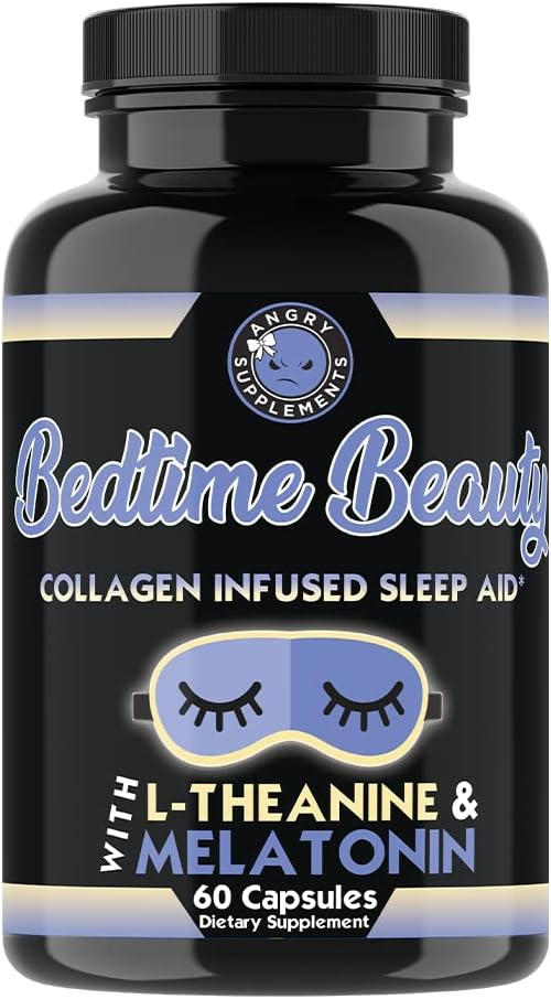 Bedtime Beauty, kollageen infundeeritud Videviku öine uneabi, kõik looduslikud pillid w. L-Theanine, melatoniin, magneesium ja hüaluroonhape Natural Sleepy Girl Mocktail, 60 kapslit, 30 Serv