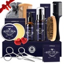 Lionmane Beard Care jõulukinkide komplekt meestele, Beard Mustache Grooming Kit-Beard Balm, Beard Wash, Beard Oil, Brush, Käärid, Sünnipäeva aastapäeva tänukingid abikaasale / poiss / isa / tema