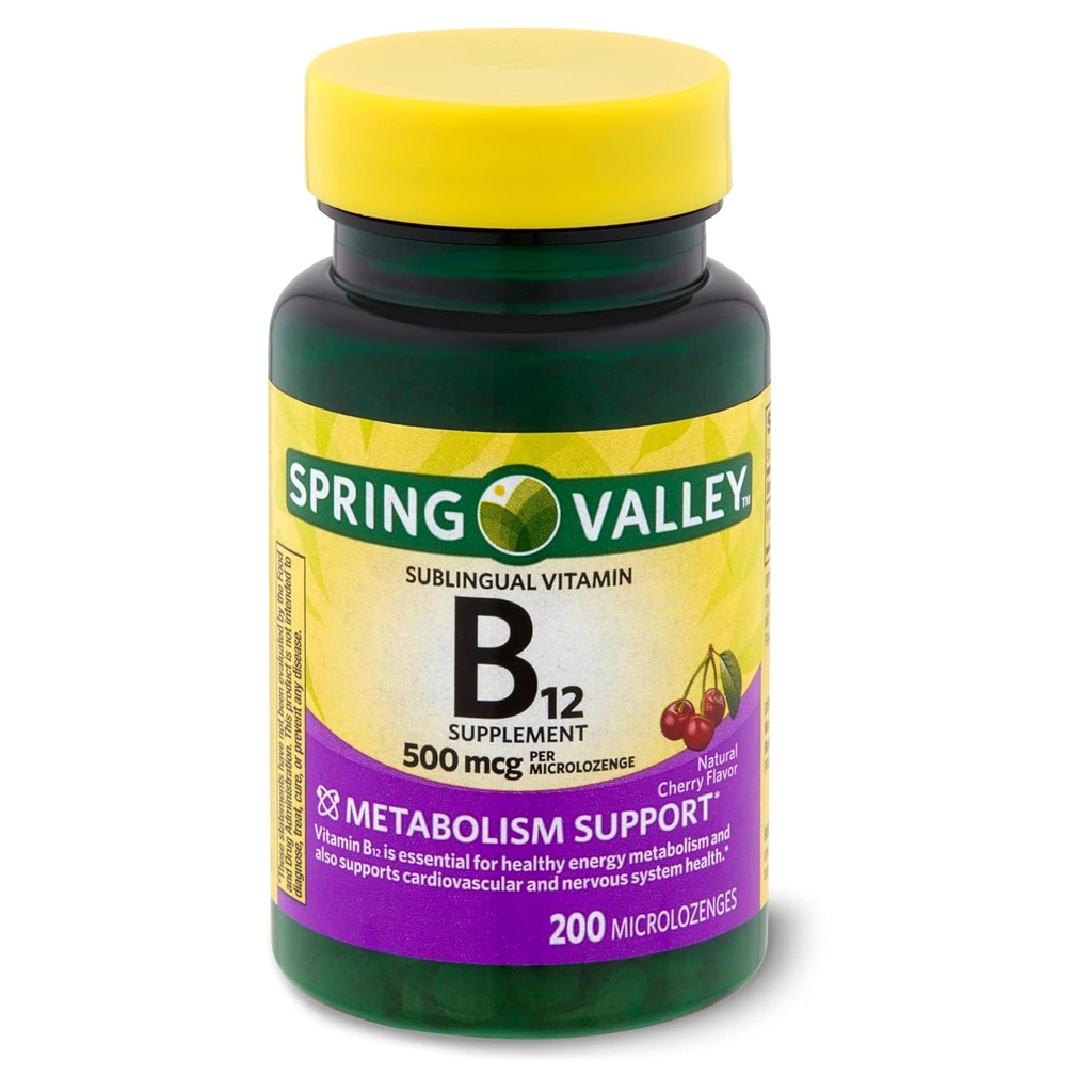 Spring Valley: Sublingual Dots Vitamiin B-12, 500 mcg (200 Cherry Microlozenges)