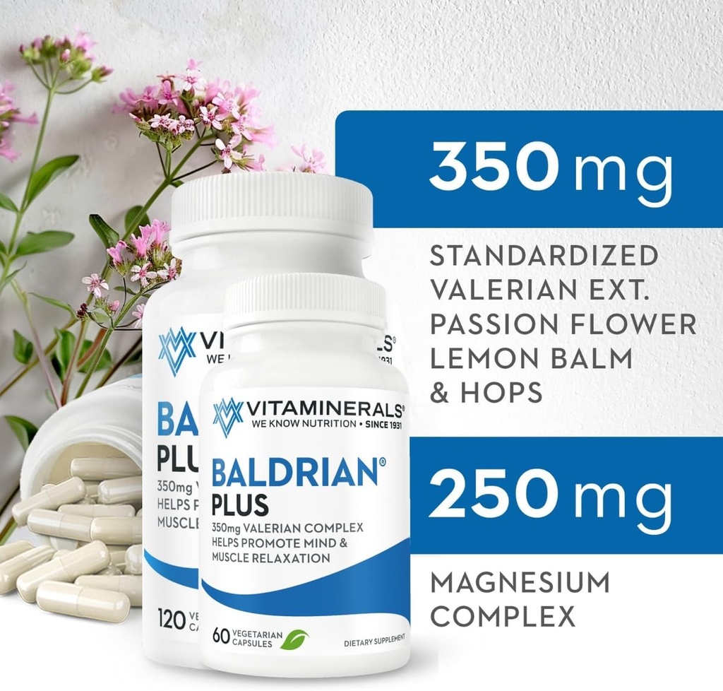 Vitaminerals 33+ Baldrian® Plus Natural Lõõgastav tugi Standardiseeritud Valerian Extract (60)
