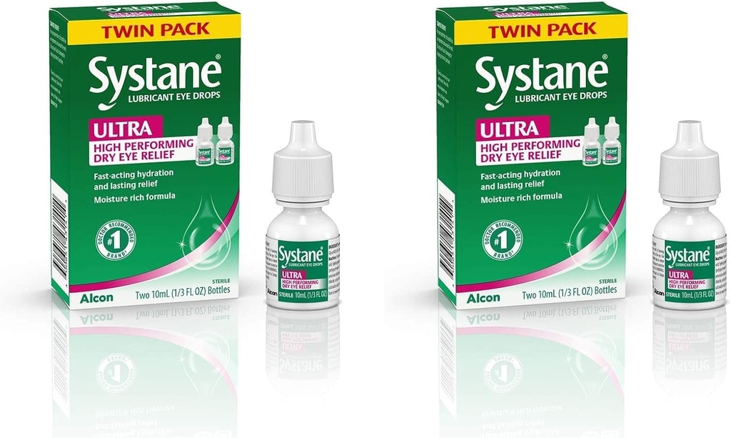 Systane Ultra määrdeaine silmatilgad, kunstlikud pisarad kuivale silmale, kaksikpakend, 10 ml igaüks (2. pakk)