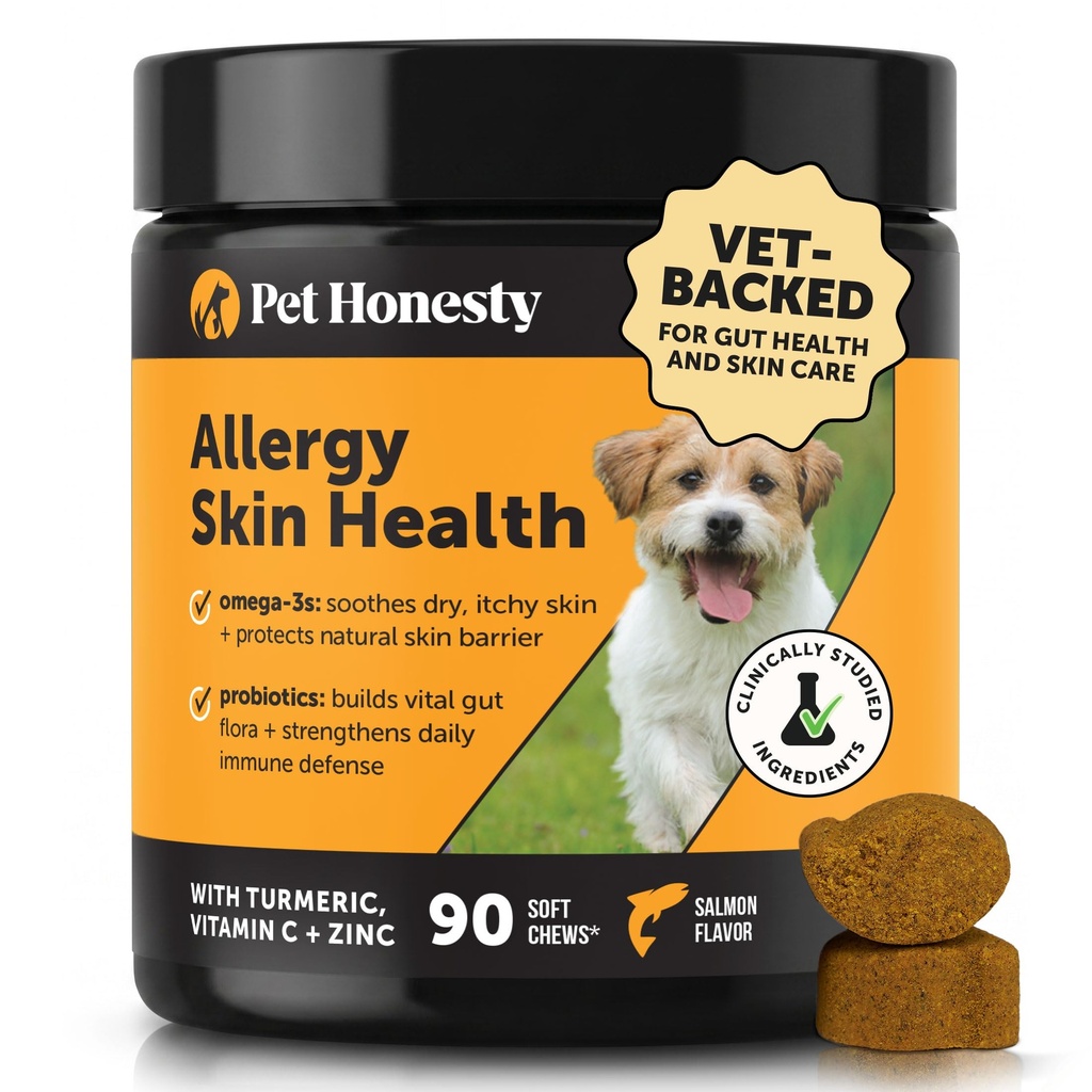 Allergia naha tervis - Allergia Itch Relief & Immune Support Chews kalaõli, probiootikumid ja vitamiin E - aitab vähendada normaalset levikut, rahustada tundlikku nahka ja seedetrakti tervist (Salmon Flavor, 90 Ct)