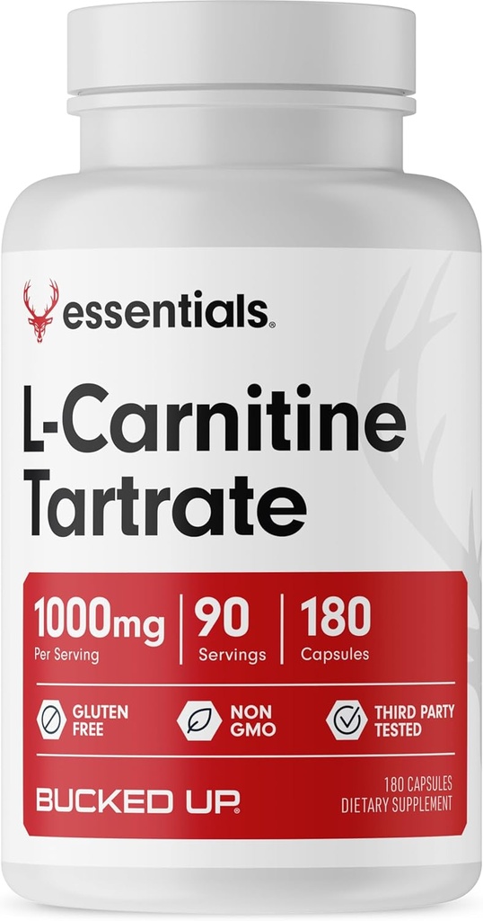 Lisatud L-karnitiin Tartraat 1000mg, Essentials (90 Servings, 180 kapslit)