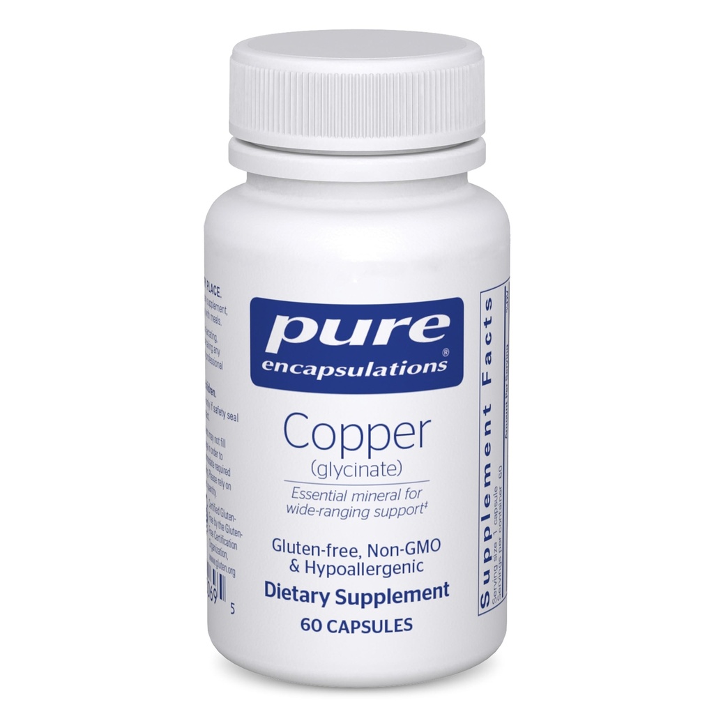 Puhas kapseldamine Vask Glütsinaat 60- 2 mg Vaselisand, toetab punaste vereliblede moodustumist * - Aids Energia Metabolism - Non-GMO & Vegan - 60 kapslit