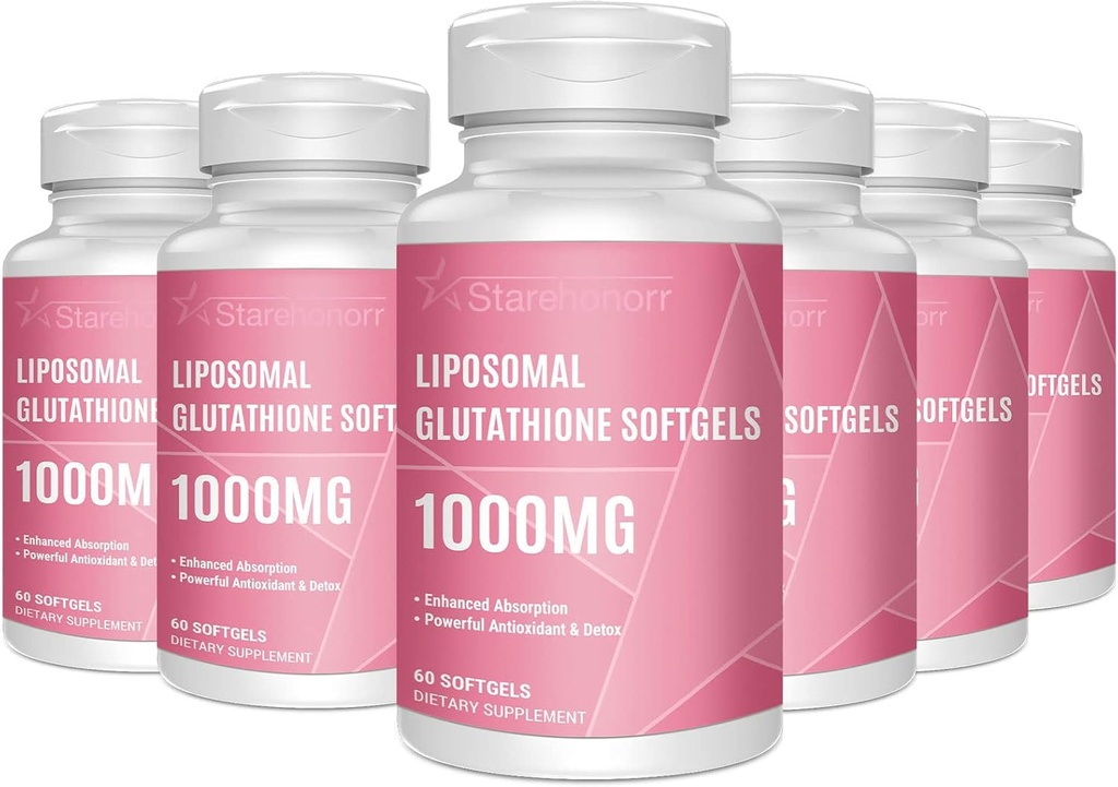 Liposomaalne Glutatioon Softgels 1500MG, vähendatud glutatiooni lisand C-vitamiiniga, parem imendumine, mitte-GMO võimas antioksüdant tervislikuks vananemiseks, detox, immuuntervis, 360 Softgels