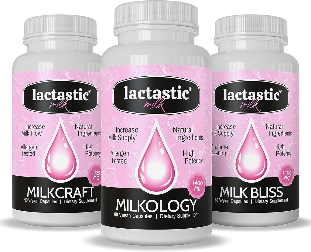 Lactastic® Perfect Start Bundle - High Potency Organic Lactation Supplements - Milkology, Milkcraft & Milk Bliss - 210 Vegan Kapsleid