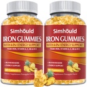 2 Pack Vegan 80MG Raualisandi Gummies naistele ja meestele - Vitamiin A, C, B täiskasvanutele ja lastele - Vere ja ehitaja & energia toetus rauapuudusele, aneemia, 120 loeb ananassimaitselised kummikud