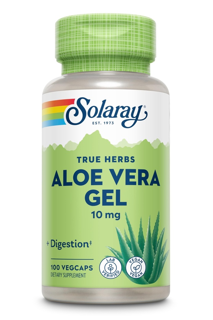 SOLARAY Aloe Vera geeli kontsentratsioon 200X - samaväärne 2000mg värske geel, Aloe Vera kapslid ingveri, piparmündi ja peterselliga, taimse tervise tugi, vegan, mitte-GMO, 60-päevane garantii, 100 serveerimist