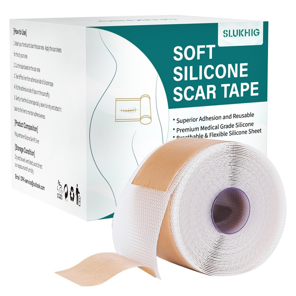 Silicone Scar Sheets (1.6 "x 158" Roll-4M), Silicone Scar Tape for Scar Removal Treatment, Reusable Silicone Scar Strips for C-Section, Keloid, Burn, Acne, Surgical Scars