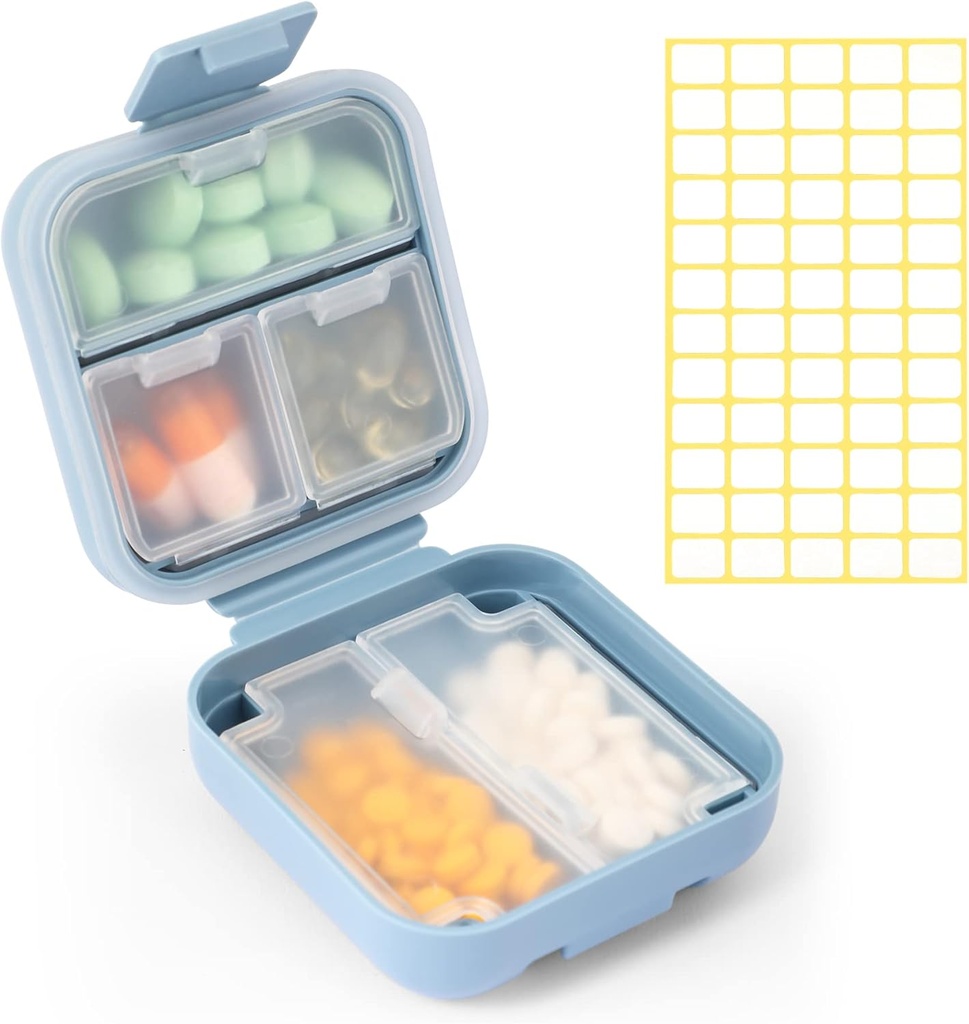 Dynippy Daily Pill Organizer 5 Kompartments Portable Niiskus Tõestus Väike pillid Case Taskukott Reisi Pill Box Portable Medicine Vitamiin Kalaõli Hoidja (sinine)