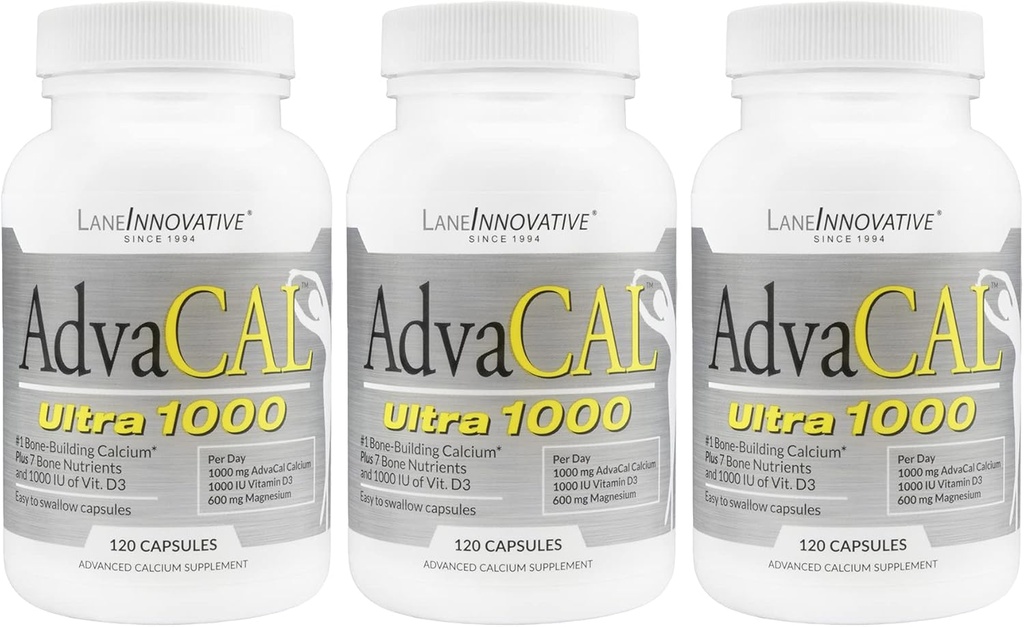 Lane innovatiivne - AdvaCAL Ultra 1000, luude ehitamise kaltsium *, sealhulgas D3-vitamiin ja magneesium, lihtne imendumine (120 serveerimist) | Pakend 3