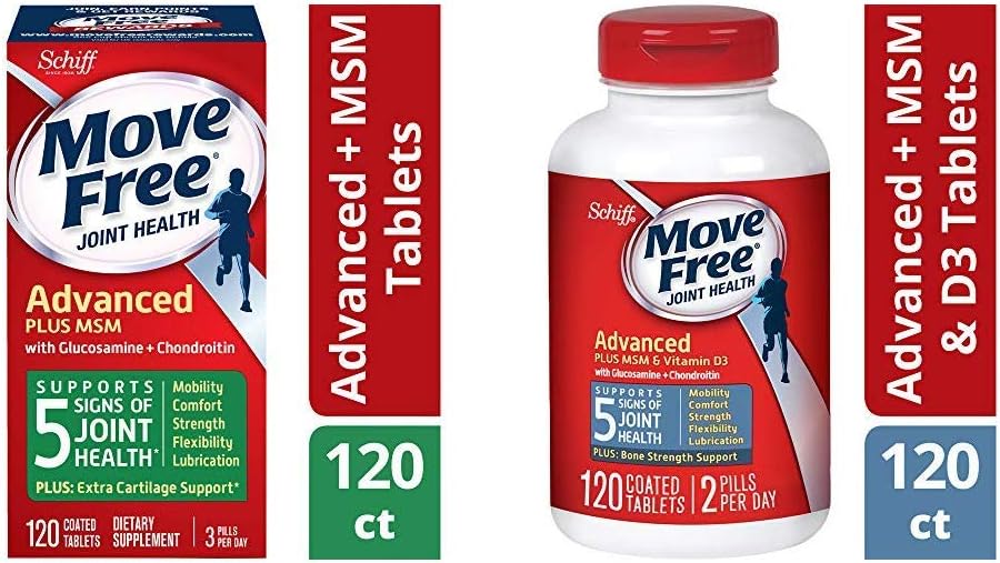 Move Free Glucosamine & Chondroiton Plus MSM Advanced Joint Health Supplement Tablets(120) and Comfort and Glucosamine and Chondroitin Plus MSM & D3 Advanced Joint Health Supplement Tablets(120)