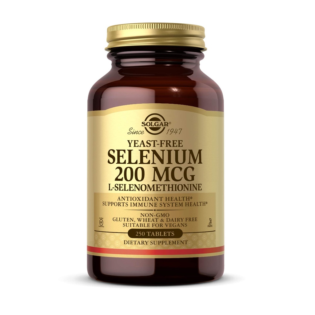 Solgar Pärmivaba Selenium 200 mcg, 250 tabletti - toetab antioksüdante ja immuunsüsteemi Tervis - Non-GMO, Vegan, Gluteenivaba, Piimavaba, Kosher - 250 Servings