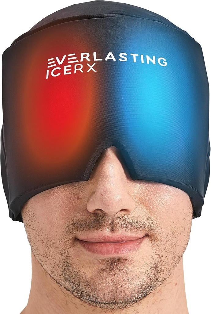 Vorm Fitting Gel Jää Peavalu Relief Kübar - Külm Therapy Peavalu Relief Kapsel / Jää Peamähis Jääpakk Mask, Külm Kompress Peavalu Relief Kapsel Pinge & Stress, 20% Rohkem Gel, Migreen Relief Black