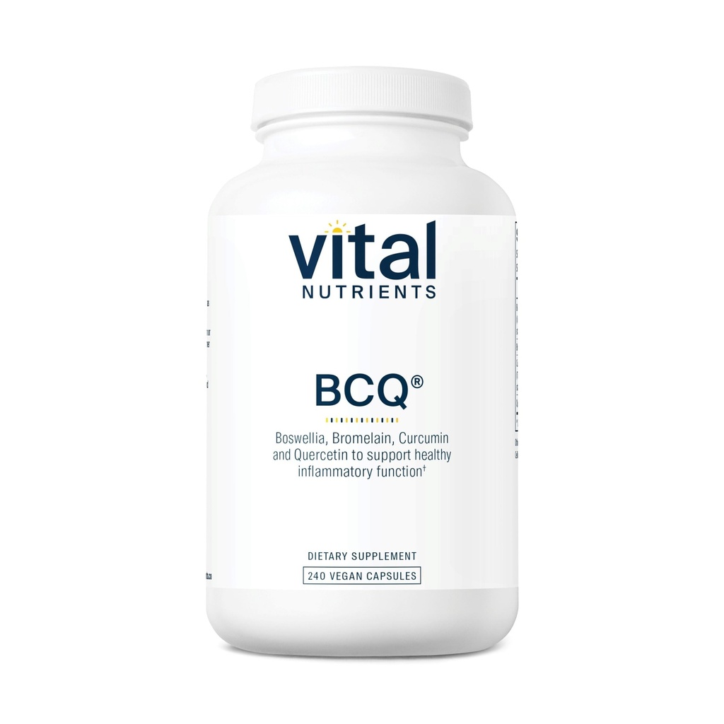 Vital Nutrients BCQ | Vegan Boswellia, Bromelain, Curcumin & Quercetin Supplement | Joint Support Supplement | Toetab Sinus & Seedetrakti Tervis | Gluteen, Piimatooted, Sojavaba | 240 kapslit