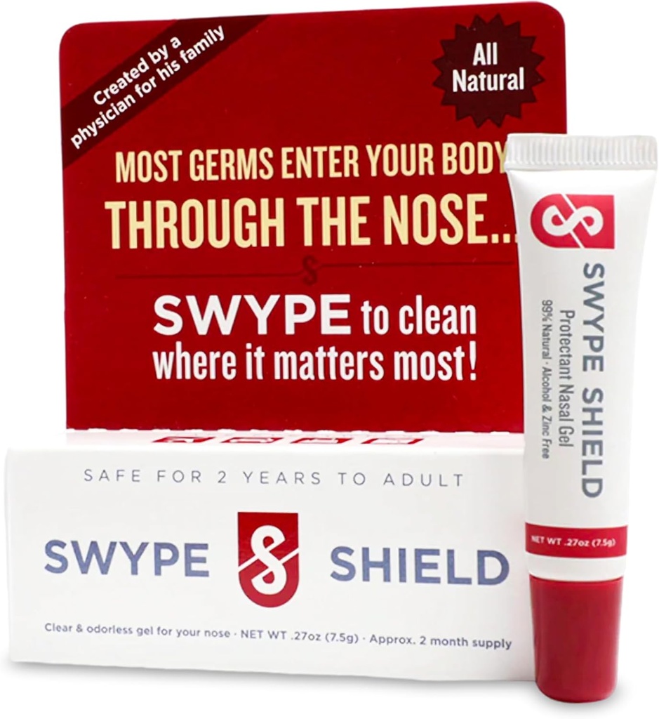 Swype Shield Airborne Particle ja Allergen Blocker Nasal Gel - Ravimivaba, õietolmu allergia kannatajatele, lennuki reisimiseks - (Unscented) Üle 180 taotluse Tube (0,27 oz, 7,5 g Pack 1)