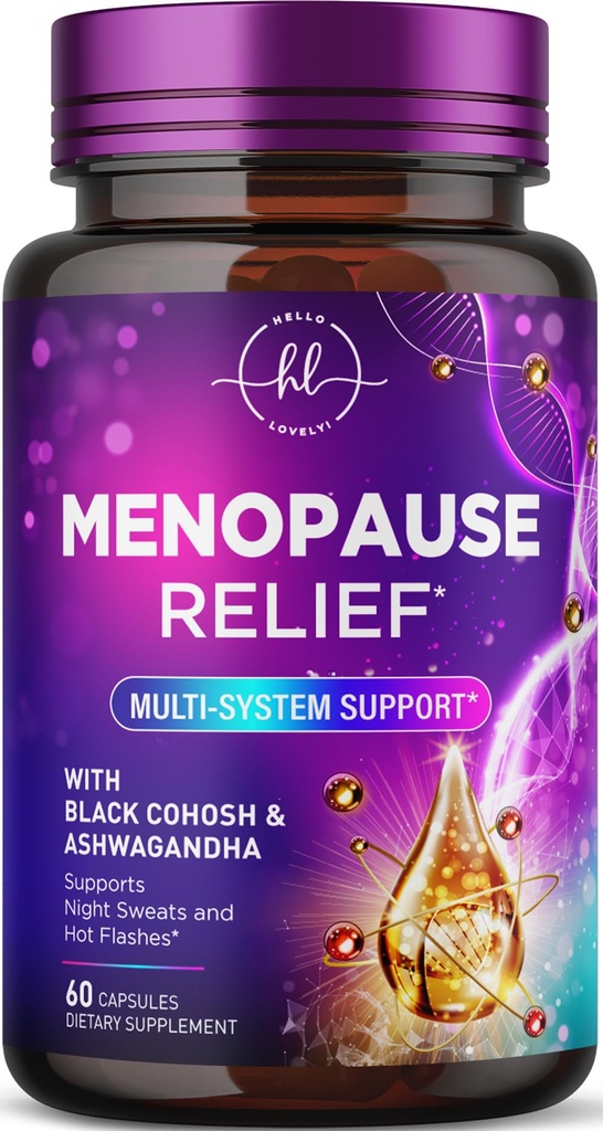 Menopausi täiendused musta Cohoshiga naistele - looduslik, kerge kuum välk, öine higistamine ja hormoonide toetamine, menopausi leevendamine Dong Quai, energia ja tasakaal, mitte-GMO ja gluteenivaba - 60 kapslit