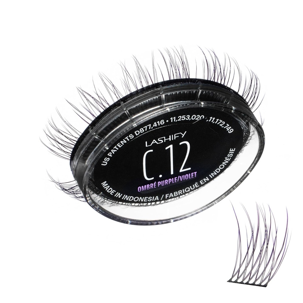 Lashify Curl 12mm Gossameri ripsmepikendused Täitke Ombre Purple, Easy DIY False ripsmed loodusliku välimuse jaoks